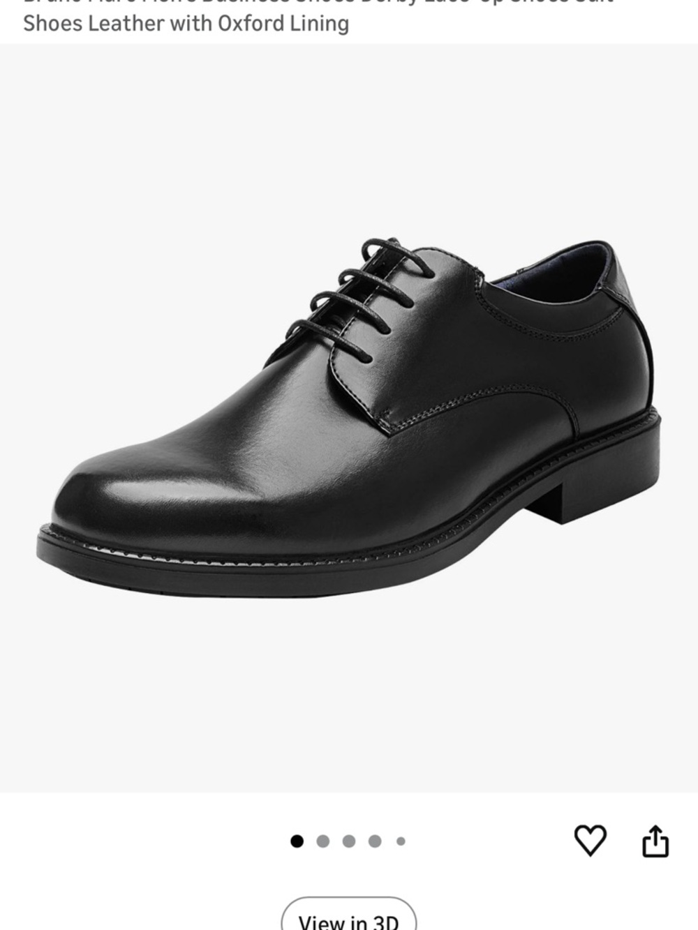 Men's Black Leather Derby Lace-Up Dress Shoes